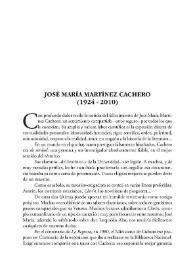 Portada:José María Martínez Cachero : (1924 - 2010)
 / Andrés Amorós