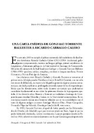 Portada:Una carta inédita de Gonzalo Torrente Ballester a
Ricardo Carballo Calero / Carmen Becerra Suárez