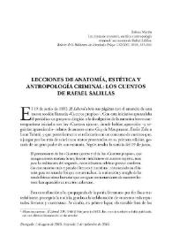 Portada:Lecciones de anatomía, estética y antropología criminal: los
cuentos de Rafael Salillas / Rebeca Martín