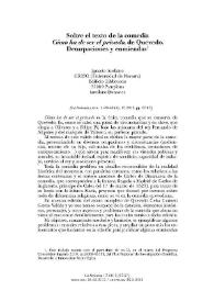 Portada:Sobre el texto de la comedia "Cómo ha de ser el privado", de Quevedo. Deturpaciones y enmiendas / Ignacio Arellano