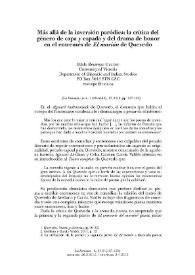 Portada:Más allá de la inversión paródica: la crítica del género de capa y espada y del drama del honor en el entremés de "El marión" de Quevedo / Pablo Restrepo Gautier