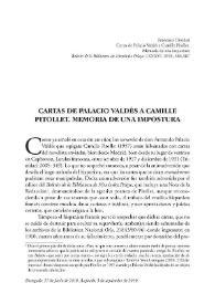 Portada:Cartas de Palacio Valdés a Camille Pitollet. Memoria de
una impostura / Francisco Trinidad