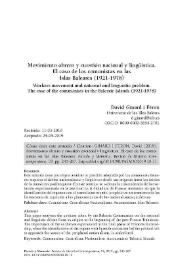 Portada:Movimiento obrero y cuestión nacional y lingüística. El caso de los comunistas en las Islas Baleares (1921-1978) / David Ginard Feron