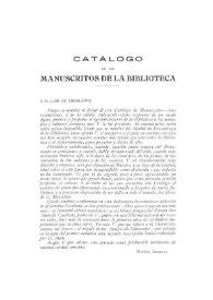 Portada:Catálogo de los manuscritos de la Biblioteca / Miguel Artigas y Ferrando