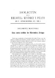 Portada:Documento memorable. Una carta inédita de Menéndez Pelayo / Carmelo de Echegaray