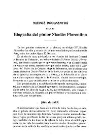 Portada:Nuevos documentos para la biografía del pintor Nicolás Florentino / Eloy Díaz-Jiménez ; Molleda