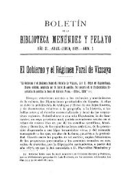 Portada:El Gobierno y el Régimen Foral de Vizcaya / Luis Redonet