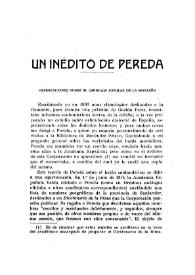 Portada:Un inédito de Pereda. Observaciones sobre el lenguaje popular de la Montaña / Ramón Menéndez Pidal