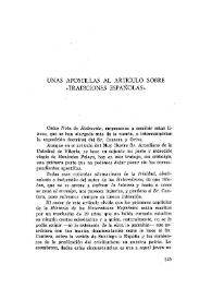 Portada:Unas apostillas al artículo sobre "Tradiciones españolas" / Enrique Sánchez Reyes