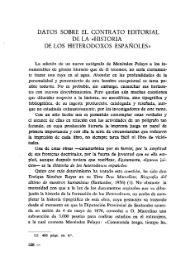 Portada:Datos sobre el contrato editorial de la \"Historia de los heterodoxos españoles\" / Emilio Clocchiatti