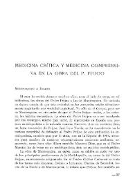 Portada:Medicina crítica y medicina comprensiva en la obra del P. Feijoo / Juan Rof Carballo