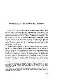 Portada:Formación religiosa de "Azorín" / Rafael M.ª de Hornedo