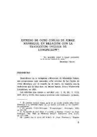 Portada:Estudio de ocho coplas de Jorge Manrique, en relación con la tradución inglesa de Longfellow / Francisco Caravaca
