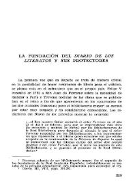 Portada:La fundación del "Diario de los Literatos" y sus protectores / Jesús M. Ruiz Veintemilla