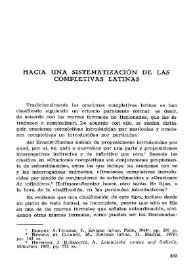 Portada:Hacia una sistematización de las completivas latinas / E. Sánchez Salor