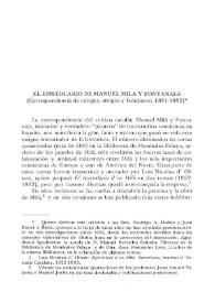 Portada:El epistolario de Manuel Milá y Fontanals (Correspondencia de colegas, amigos y familiares: 1881-1882) / Wayne H. Finke