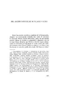 Portada:Del archivo epistolar de Palacio Valdés / David Torres