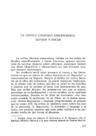 Portada:La crítica literaria dieciochesca: Mayans y Siscar / Jesús Pérez Magallón