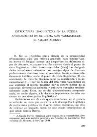 Portada:Estructuras lingüísticas en la poesía: antecedentes en el \"tema con variaciones\" de Amado Alonso / Pilar Rubio Montaner