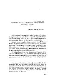 Portada:Ediciones de Luis Vives en la Biblioteca de Menéndez Pelayo / Valentín Moreno Gallego