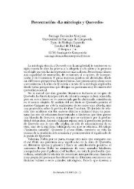 Portada:La Perinola : revista de investigación quevediana. Número 19 (2015). Presentación: "La mitología y Quevedo" / Santiago Fernández Mosquera