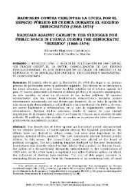 Portada:Radicales contra carlistas: la lucha por el espacio público en Cuenca durante el Sexenio Democrático (1868-1874) / Eduardo Higueras Castañeda