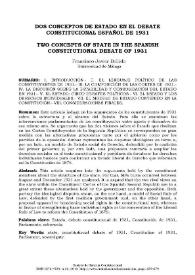 Portada:Dos conceptos de Estado en el debate constitucional español de 1931 / Francisco Javier Bellido