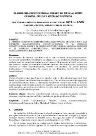 Portada:El derecho constitucional cubano de 1812 al 2009: cánones, ciclos y modelos políticos / Carlos Manuel Villabella Armengol