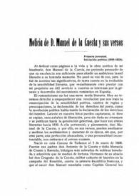 Portada:Noticia de D. Manuel de la Cuesta y sus versos / José M.ª de Cossío