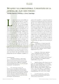 Portada:Bécquer y lo sobrenatural: A propósito de la leyenda de "Los ojos verdes" / Nicolás Asensio Jiménez y Julieta Casariego