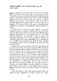 Portada:Cintio Vitier y su última poesía / por Ricardo Gullón