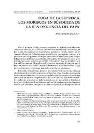 Portada:Fuga de la Suprema. Los moriscos en búsqueda de la benevolencia del papa / Bruno Pomara Saverino