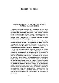 Portada:Teoría literaria y totalización teórica: Antonio García Berrio / Pedro Aullón de Haro