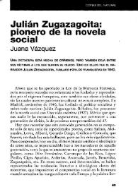 Portada:Julián Zugazagoita: pionero de la novela social / Juana Vázquez