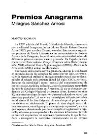 Portada:Premios Anagrama / Milagros Sánchez Arnosi
