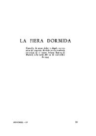 Portada:La fiera dormida / Carlos Arniches