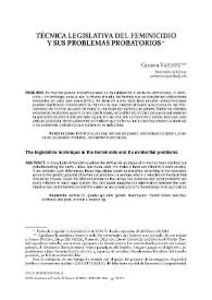 Portada:Técnica legislativa del feminicidio y sus problemas probatorios / Carmen Vázquez