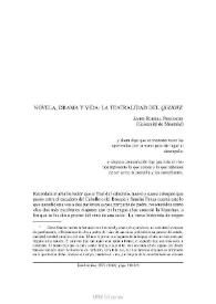 Portada:Novela, drama, vida: la teatralidad del \"Quijote\" / Javier Rubiera Fernández