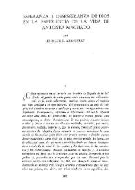 Portada:Esperanza y desesperanza de Dios en la experiencia de la vida de Antonio Machado / por José Luis L. Aranguren