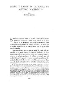 Portada:Sueño y razón en la poesía de Antonio Machado / por Adolfo Muñoz Alonso