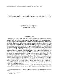 Portada:Disfraces poéticos en el \"Pastor de Iberia\" (1591) / Ignacio García Aguilar