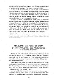 Portada:Una ojeada a la poesía concreta en Hispanoamérica, dos precursores y escasos epígonos / Mireya Camurati