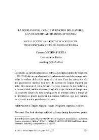 Portada:La poesía social como testimonio del hambre. La voz ejemplar de Ángela Figuera / Carmen Medina Puerta