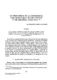 Portada:Un precursor de la monarquía parlamentaria: Blanco-White y \"El Español\" (1810-1814) / Joaquín Varela Suanzes-Carpegna