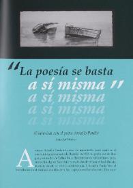 Portada:"La poesía se basta así misma". (Entrevista con el poeta Arcadio Pardo) / Amador Palacios