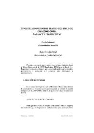 Portada:Investigaciones sobre teatro del siglo de oro (2005-2008). Balance y perspectivas  / Fausta Antonucci, Rafael González Cañal