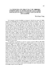 Portada:La princesa, el granuja y el obrero condenado:  el retrato de las clases sociales en dos cuentos fantásticos de Galdós  / Wan Sonya Tang