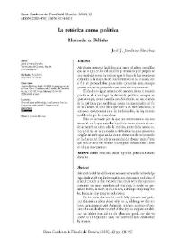 Portada:La retórica como política / José J. Jiménez Sánchez