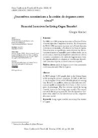 Portada:¿Incentivos económicos a la cesión de órganos entre vivos? / Giorgio Maniaci