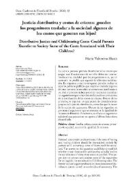 Portada:Justicia distributiva y costos de crianza: ¿pueden los progenitores trasladar a la sociedad algunso de los costos que generan sus hijos? / María Valentina Huais